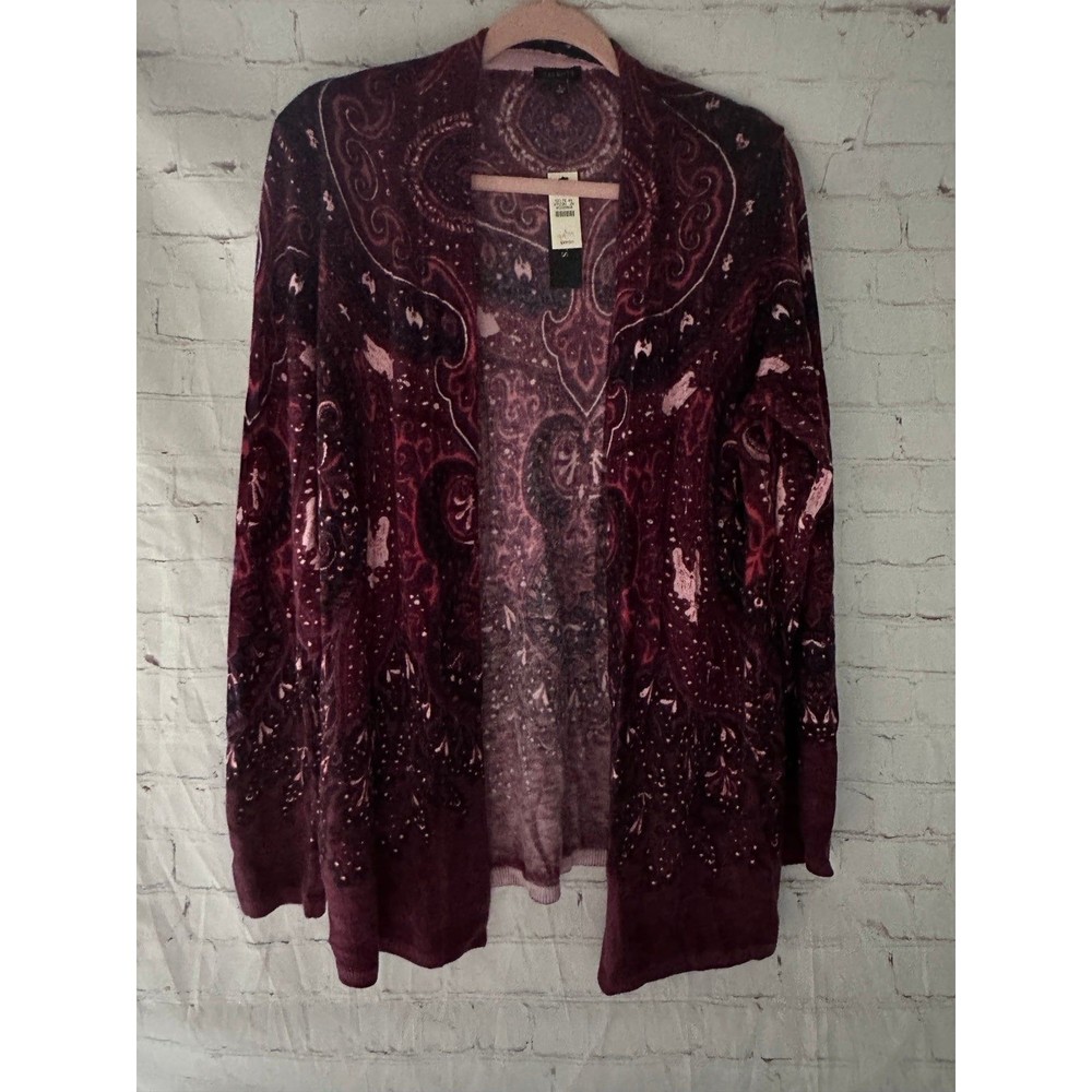 Talbots Boho Lambs Wool blend Open Cardigan L NWT